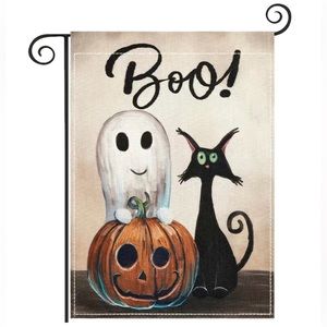 Halloween black cat garden flag